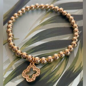 Gold crystal clover charm bracelet